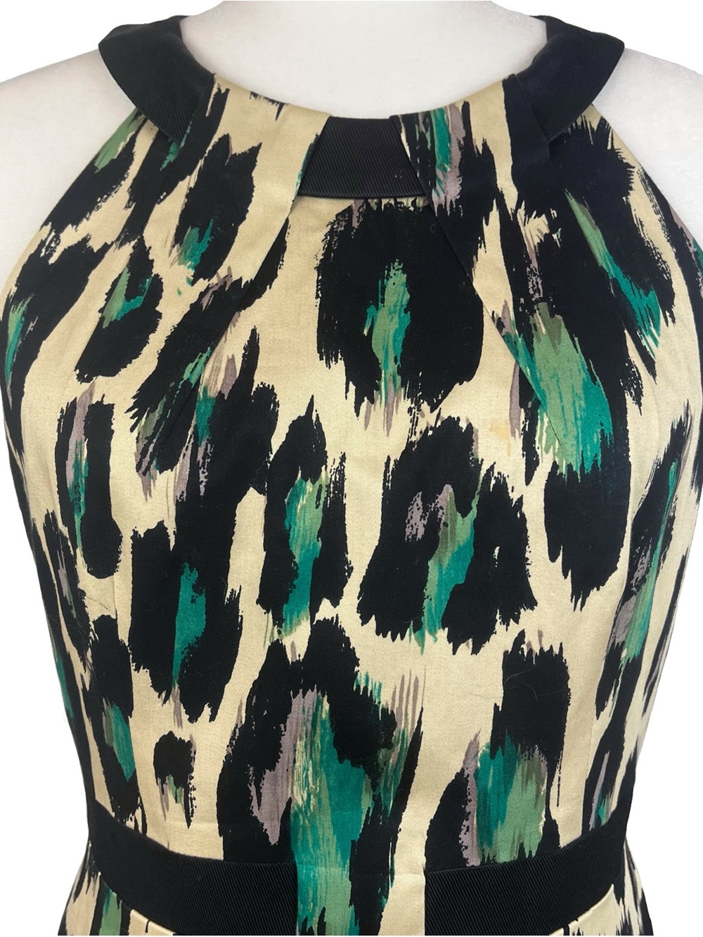 David Meister Signature Sheath Midi Dress Leopard Print Black Halter Size 6 - Picture 7 of 11